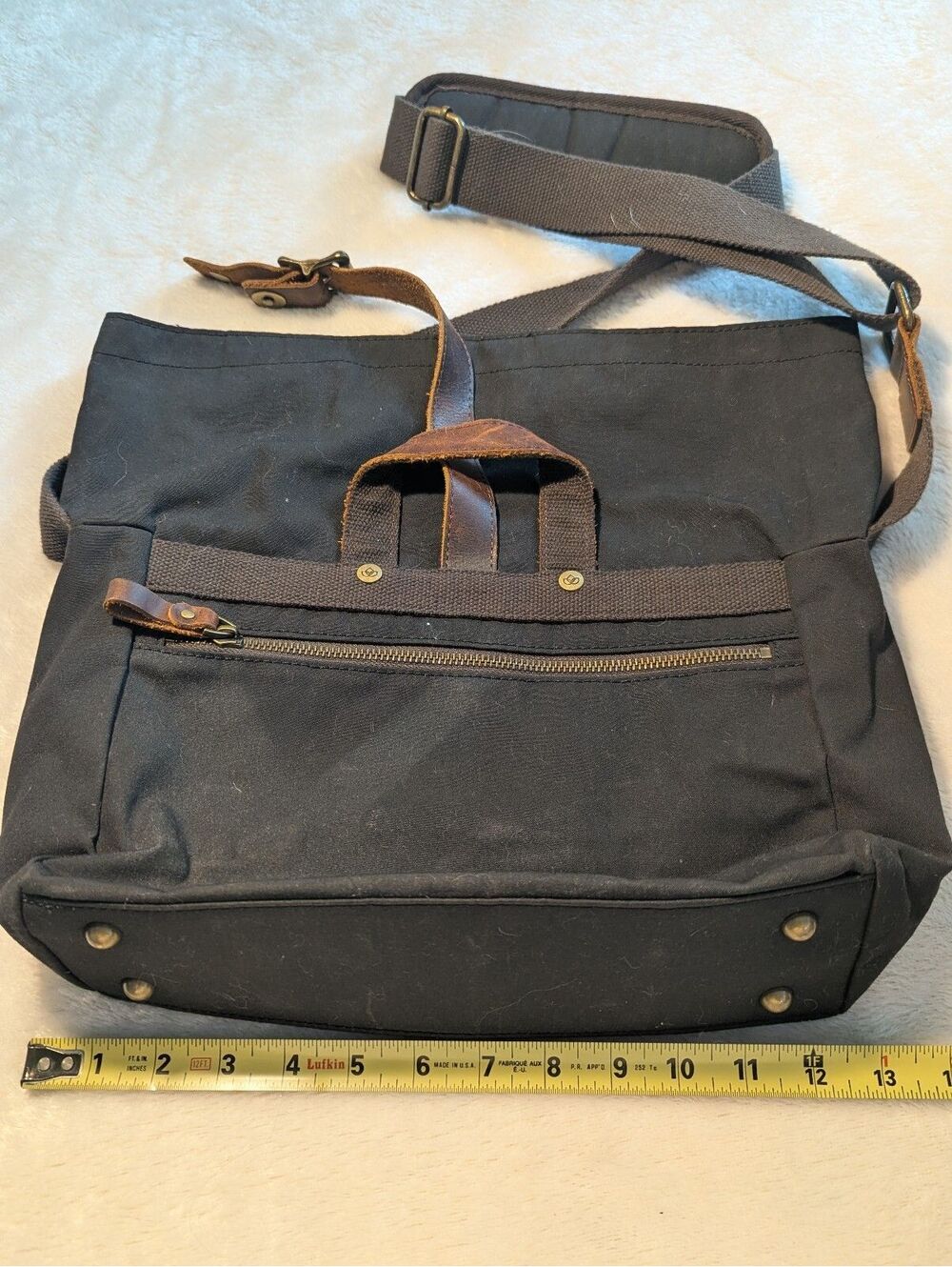 della Q Black Canvas and Leather Crossbody Bag